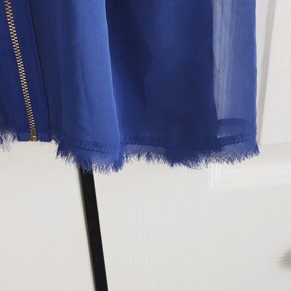 Silence + Noise Women's Blue Tank Top Size XS Racerback Zipper Eyelash Fringe - Picture 3 of 8